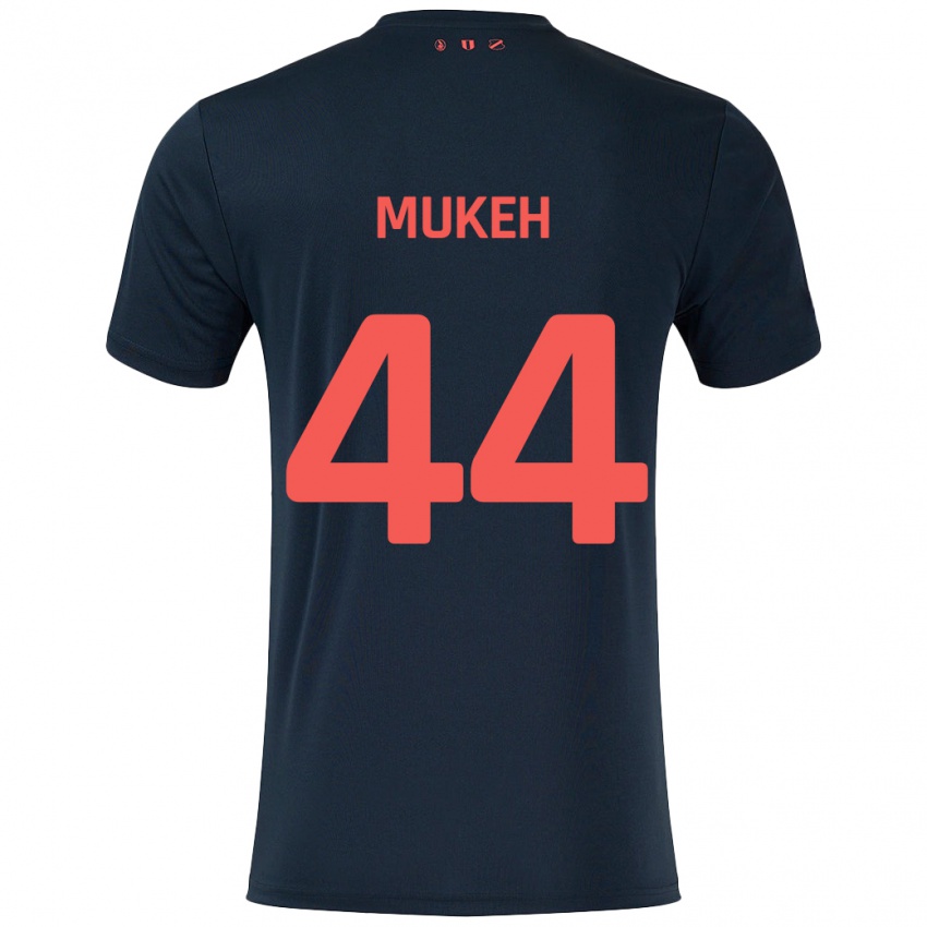 Niño Camiseta Joshua Mukeh #44 Negro Rojo 2ª Equipación 2024/25 La Camisa Chile