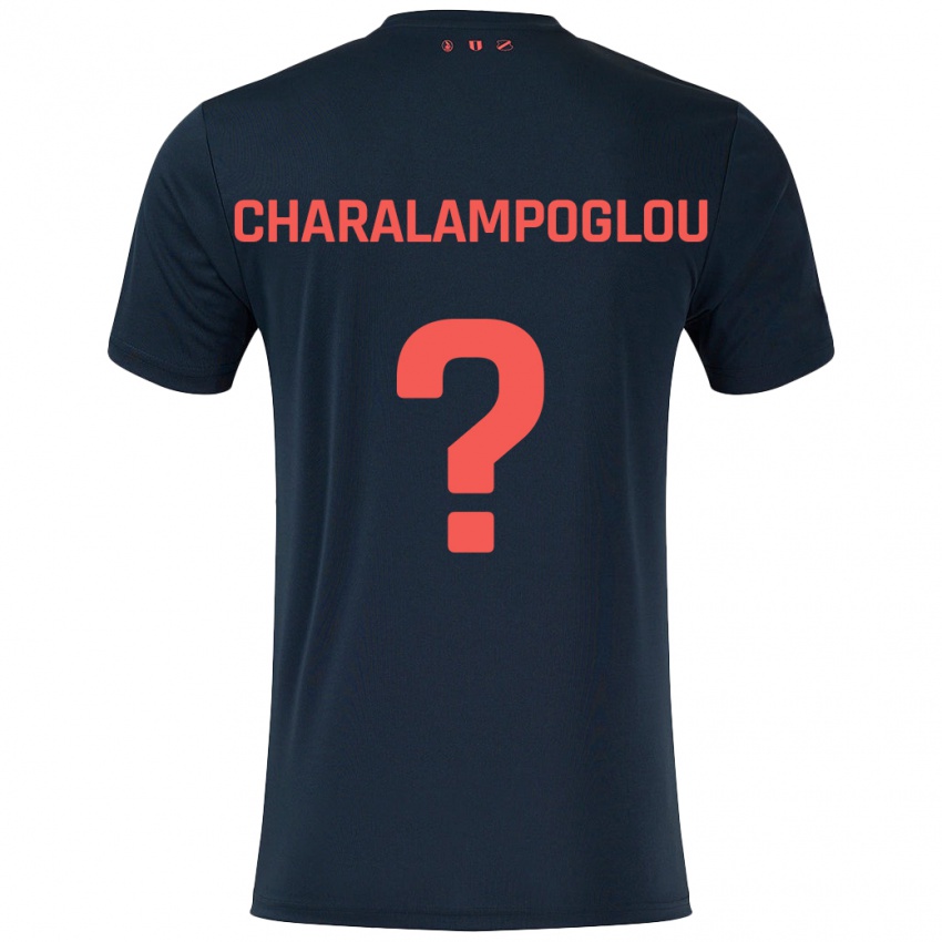 Niño Camiseta Georgios Charalampoglou #0 Negro Rojo 2ª Equipación 2024/25 La Camisa Chile