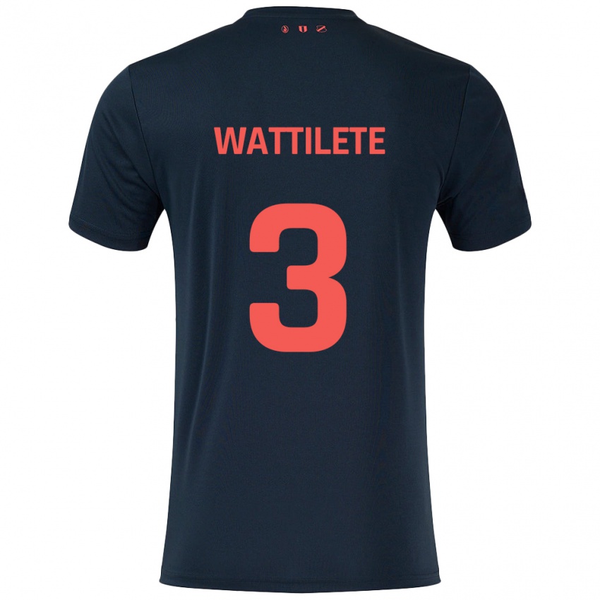 Niño Camiseta Julia Wattilete #3 Negro Rojo 2ª Equipación 2024/25 La Camisa Chile