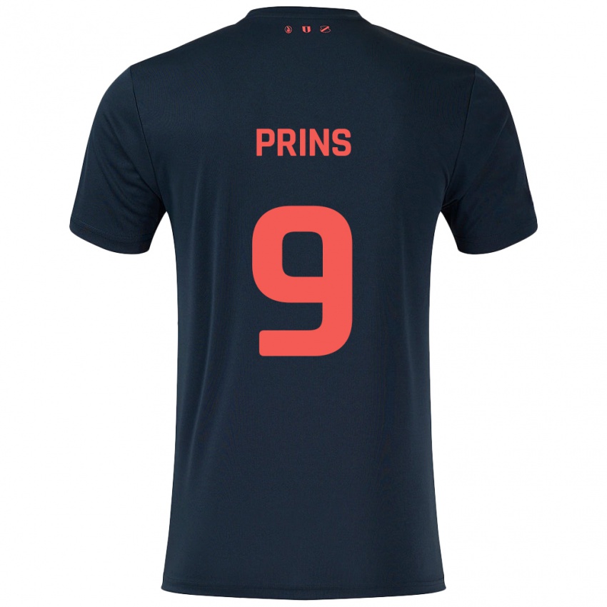 Niño Camiseta Femke Prins #9 Negro Rojo 2ª Equipación 2024/25 La Camisa Chile