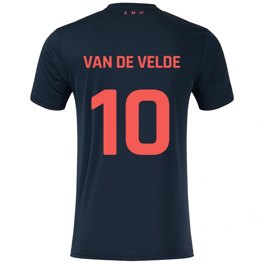 Niño Camiseta Senne Van De Velde #10 Negro Rojo 2ª Equipación 2024/25 La Camisa Chile