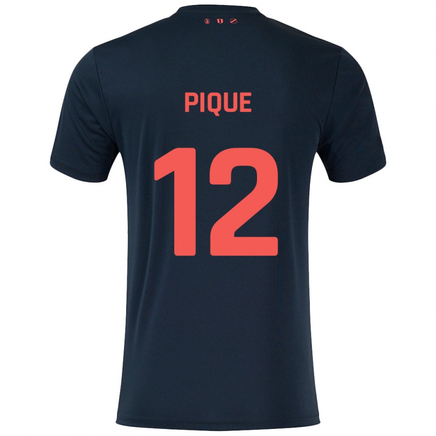 Niño Camiseta Naomi Piqué #12 Negro Rojo 2ª Equipación 2024/25 La Camisa Chile