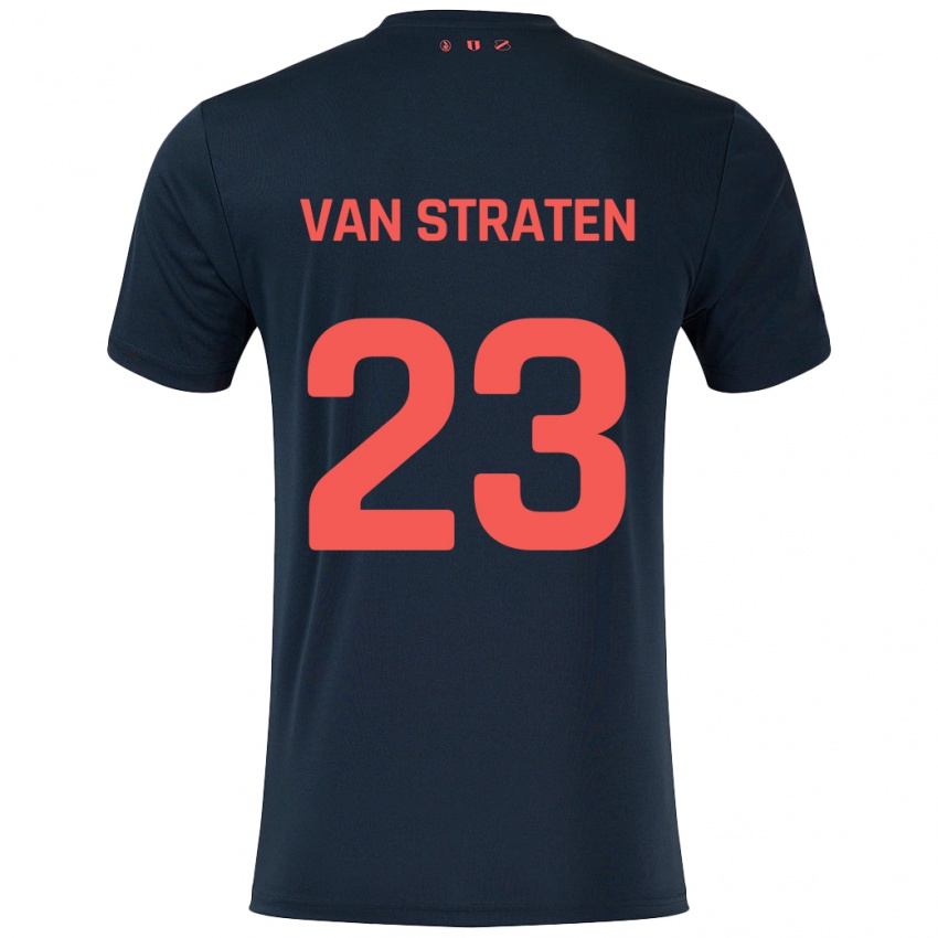 Niño Camiseta Dieke Van Straten #23 Negro Rojo 2ª Equipación 2024/25 La Camisa Chile