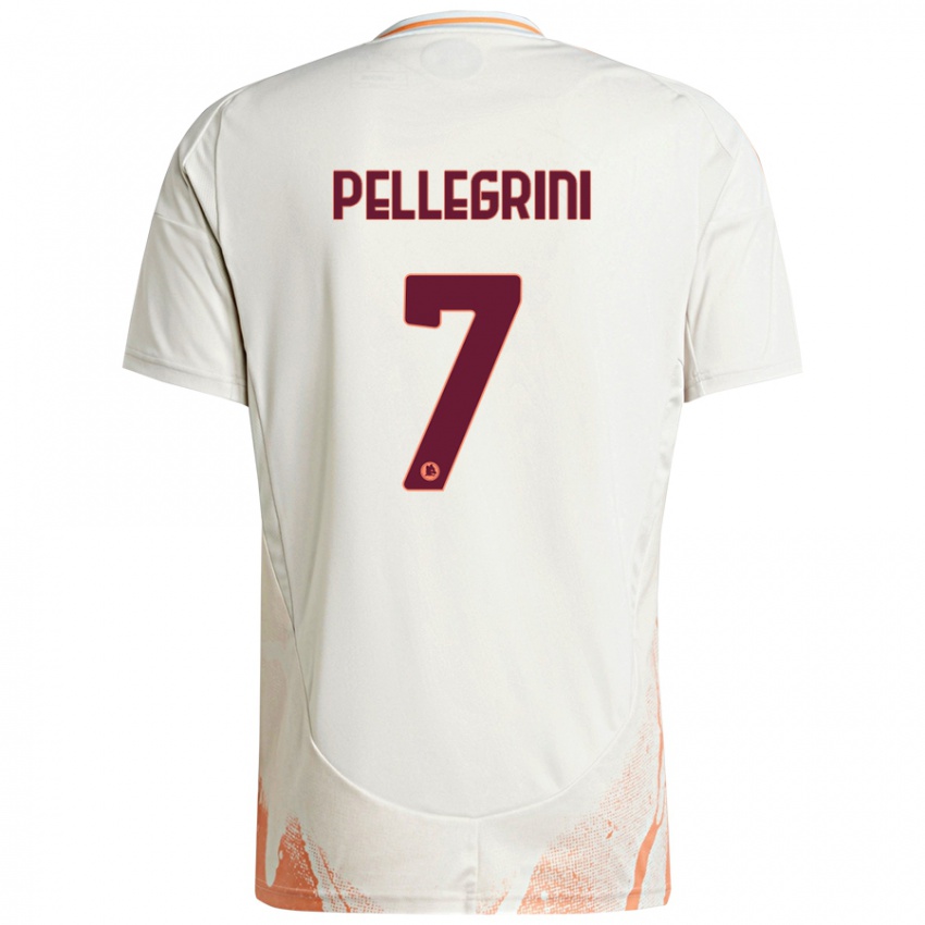 Niño Camiseta Lorenzo Pellegrini #7 Crema Blanco Naranja 2ª Equipación 2024/25 La Camisa Chile