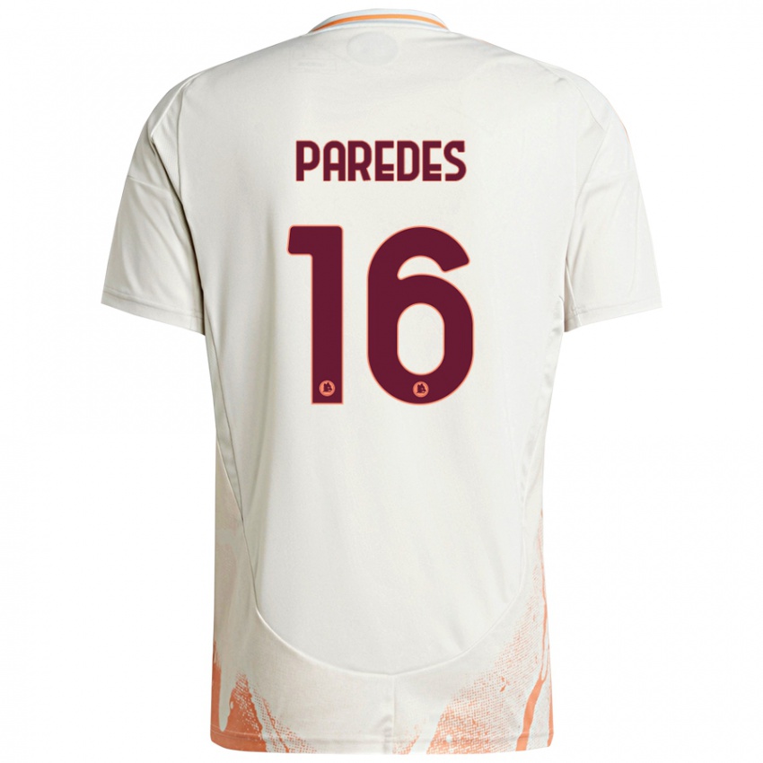 Niño Camiseta Leandro Paredes #16 Crema Blanco Naranja 2ª Equipación 2024/25 La Camisa Chile