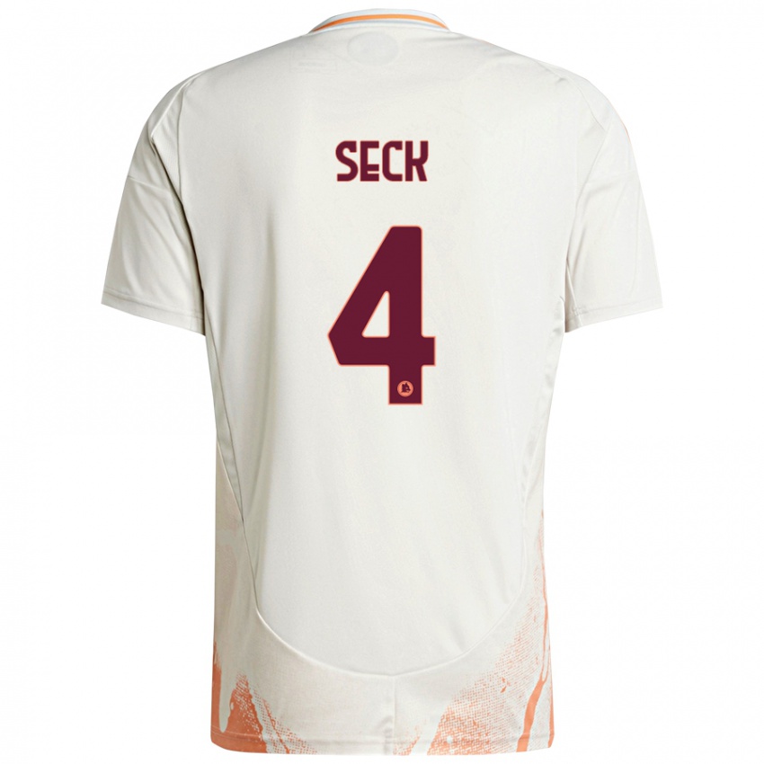 Niño Camiseta Mohamed Seck #4 Crema Blanco Naranja 2ª Equipación 2024/25 La Camisa Chile