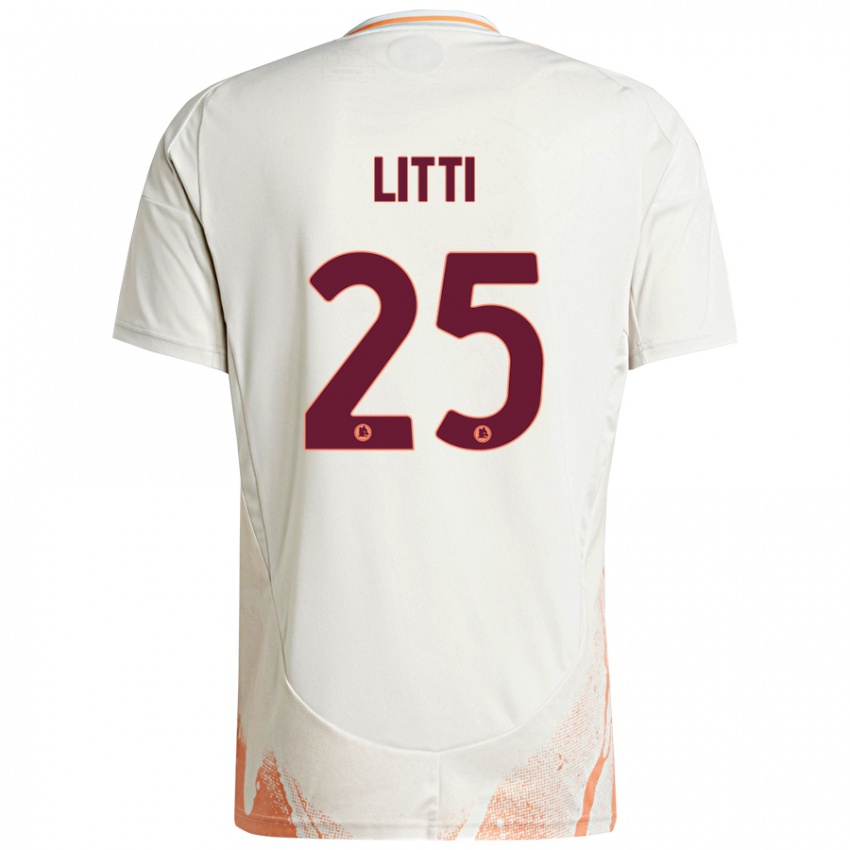 Niño Camiseta Marco Litti #25 Crema Blanco Naranja 2ª Equipación 2024/25 La Camisa Chile