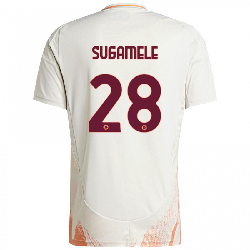 Niño Camiseta Alessandro Sugamele #28 Crema Blanco Naranja 2ª Equipación 2024/25 La Camisa Chile