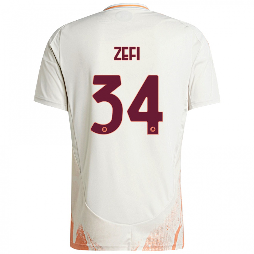 Niño Camiseta Kevin Zefi #34 Crema Blanco Naranja 2ª Equipación 2024/25 La Camisa Chile