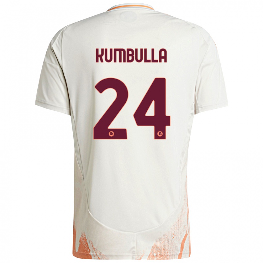 Niño Camiseta Marash Kumbulla #24 Crema Blanco Naranja 2ª Equipación 2024/25 La Camisa Chile