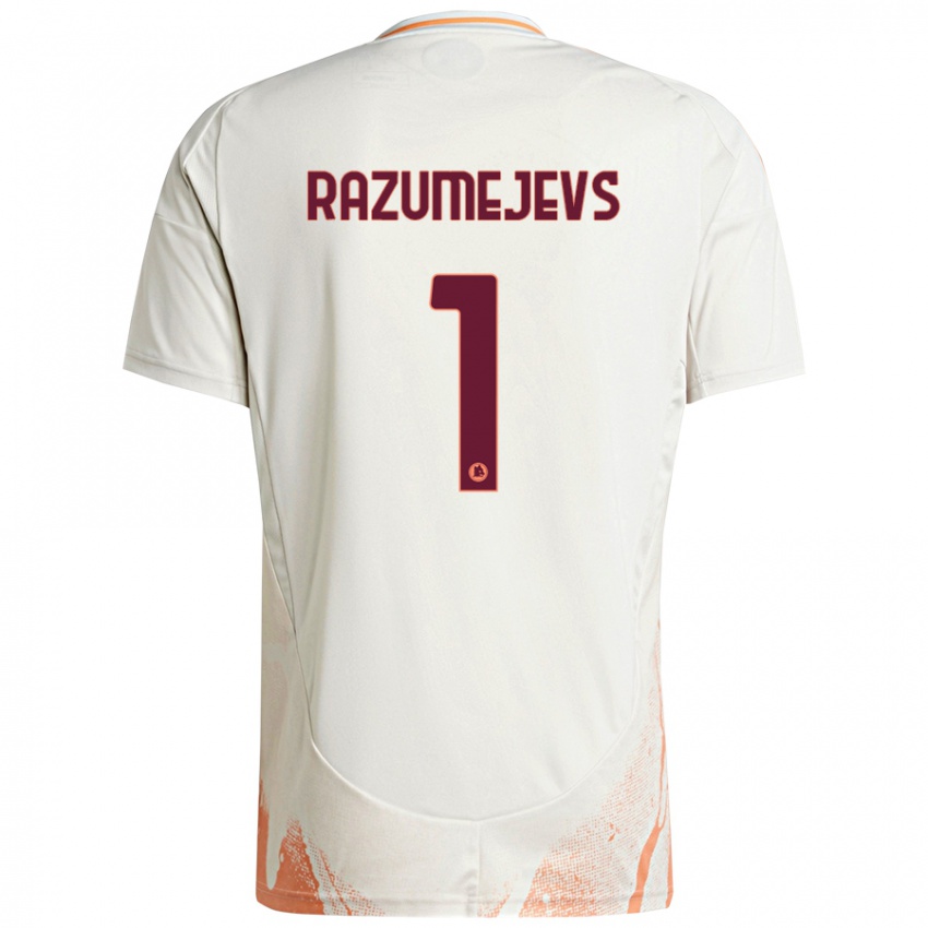 Niño Camiseta Vladislavs Razumejevs #1 Crema Blanco Naranja 2ª Equipación 2024/25 La Camisa Chile