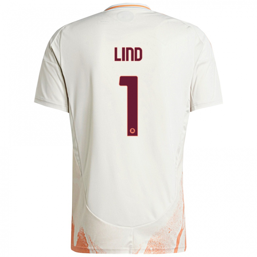 Niño Camiseta Emma Lind #1 Crema Blanco Naranja 2ª Equipación 2024/25 La Camisa Chile