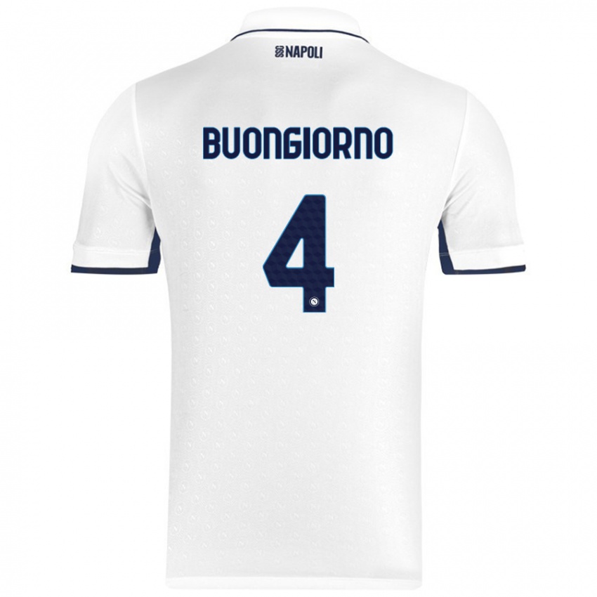 Niño Camiseta Alessandro Buongiorno #4 Blanco Azul Real 2ª Equipación 2024/25 La Camisa Chile