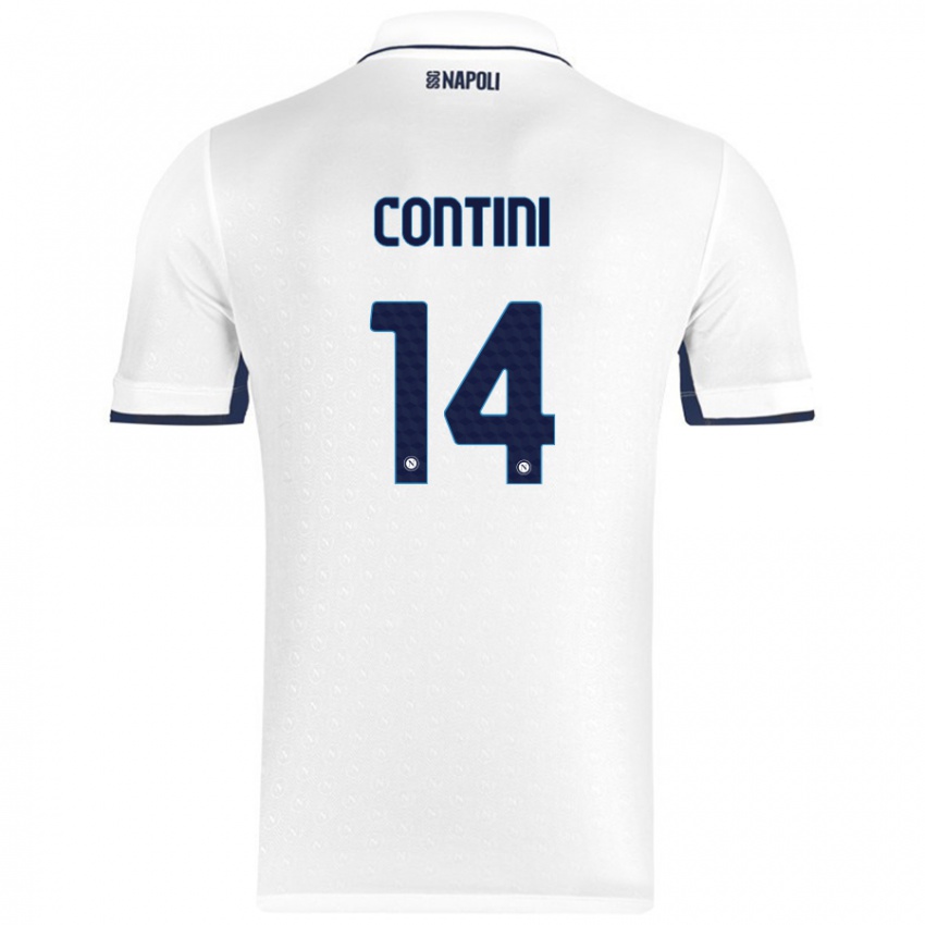 Niño Camiseta Nikita Contini #14 Blanco Azul Real 2ª Equipación 2024/25 La Camisa Chile