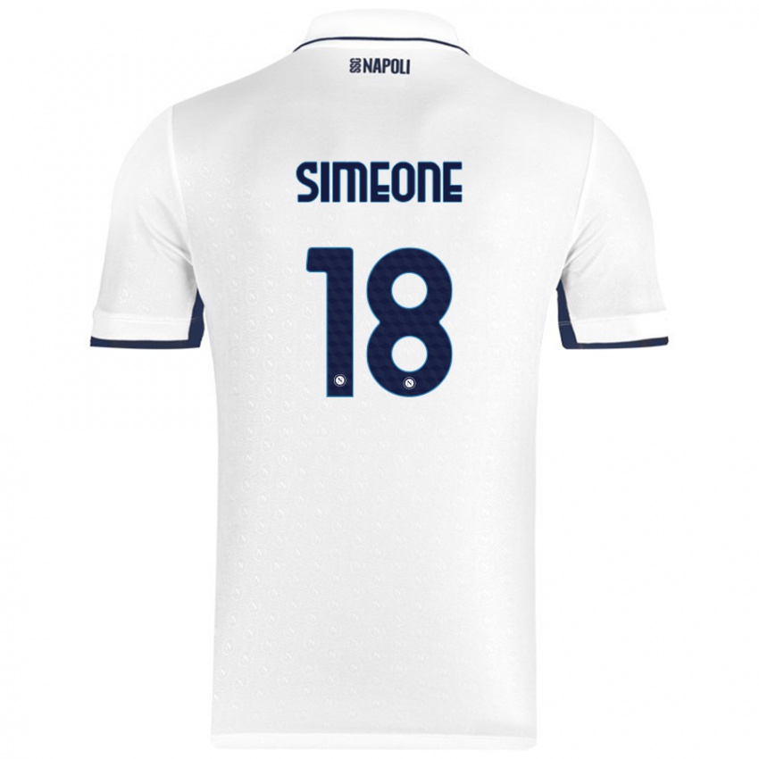 Niño Camiseta Giovanni Simeone #18 Blanco Azul Real 2ª Equipación 2024/25 La Camisa Chile