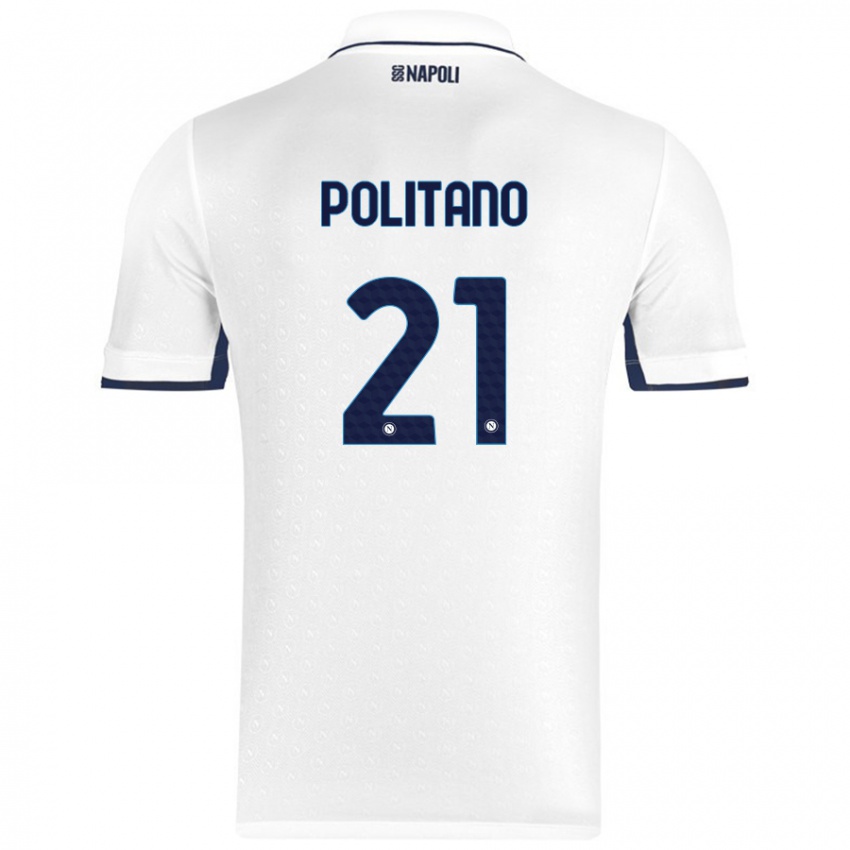 Niño Camiseta Matteo Politano #21 Blanco Azul Real 2ª Equipación 2024/25 La Camisa Chile