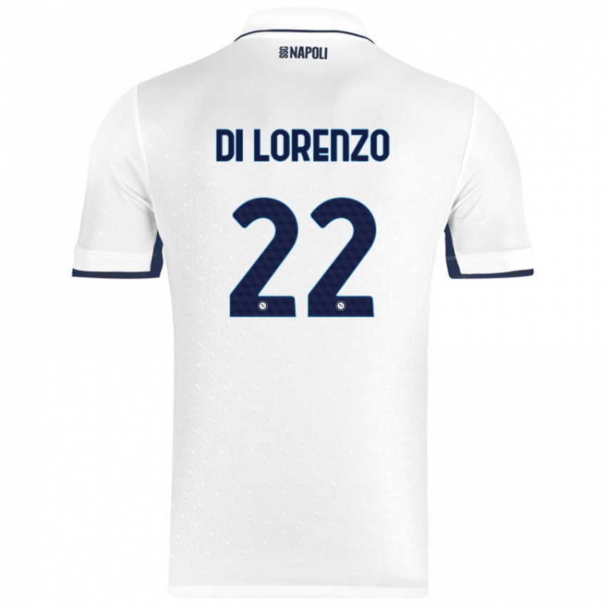 Niño Camiseta Giovanni Di Lorenzo #22 Blanco Azul Real 2ª Equipación 2024/25 La Camisa Chile