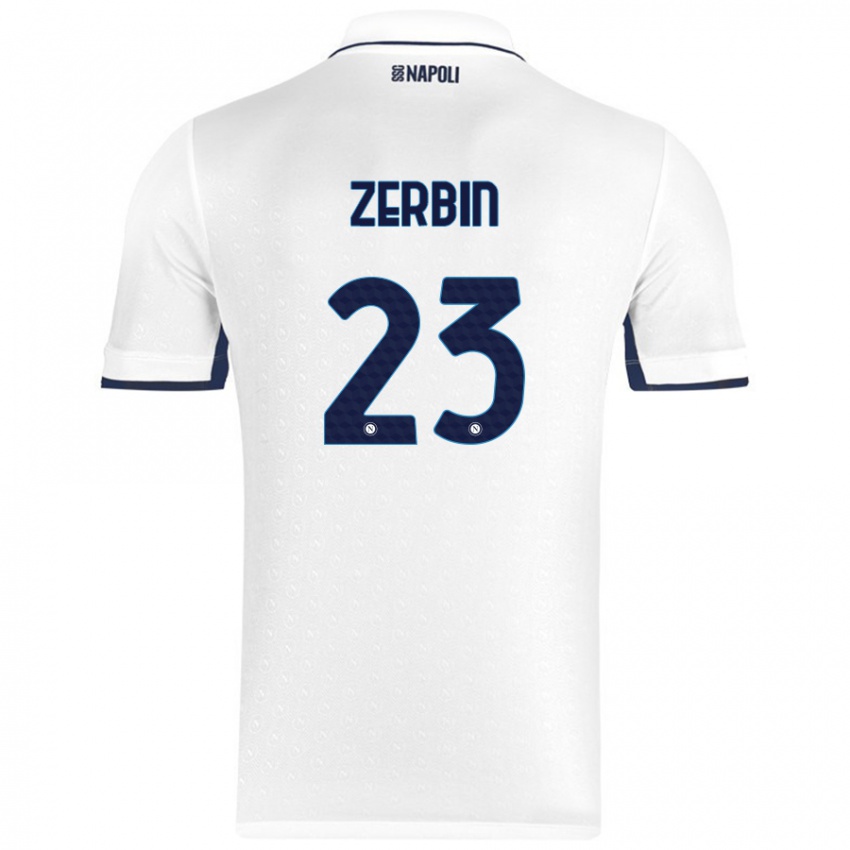 Niño Camiseta Alessio Zerbin #23 Blanco Azul Real 2ª Equipación 2024/25 La Camisa Chile