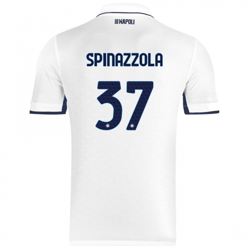 Niño Camiseta Leonardo Spinazzola #37 Blanco Azul Real 2ª Equipación 2024/25 La Camisa Chile