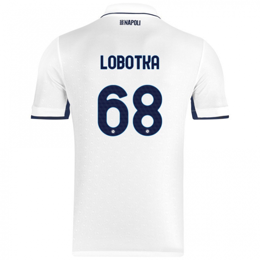 Niño Camiseta Stanislav Lobotka #68 Blanco Azul Real 2ª Equipación 2024/25 La Camisa Chile