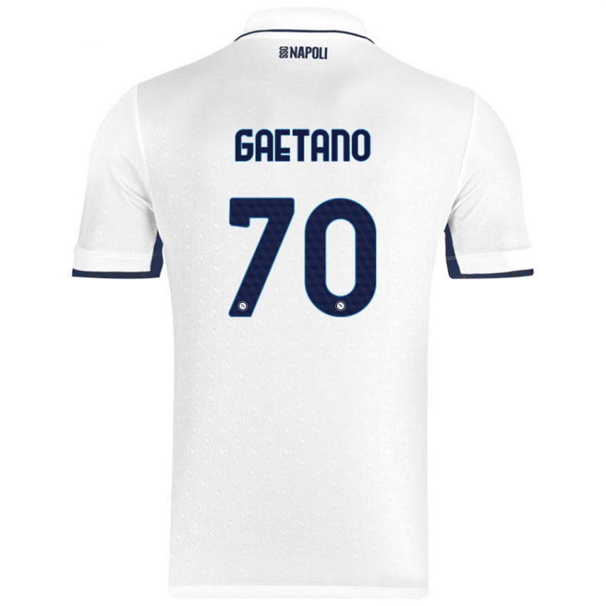 Niño Camiseta Gianluca Gaetano #70 Blanco Azul Real 2ª Equipación 2024/25 La Camisa Chile