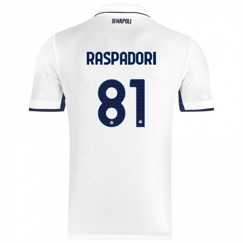 Niño Camiseta Giacomo Raspadori #81 Blanco Azul Real 2ª Equipación 2024/25 La Camisa Chile