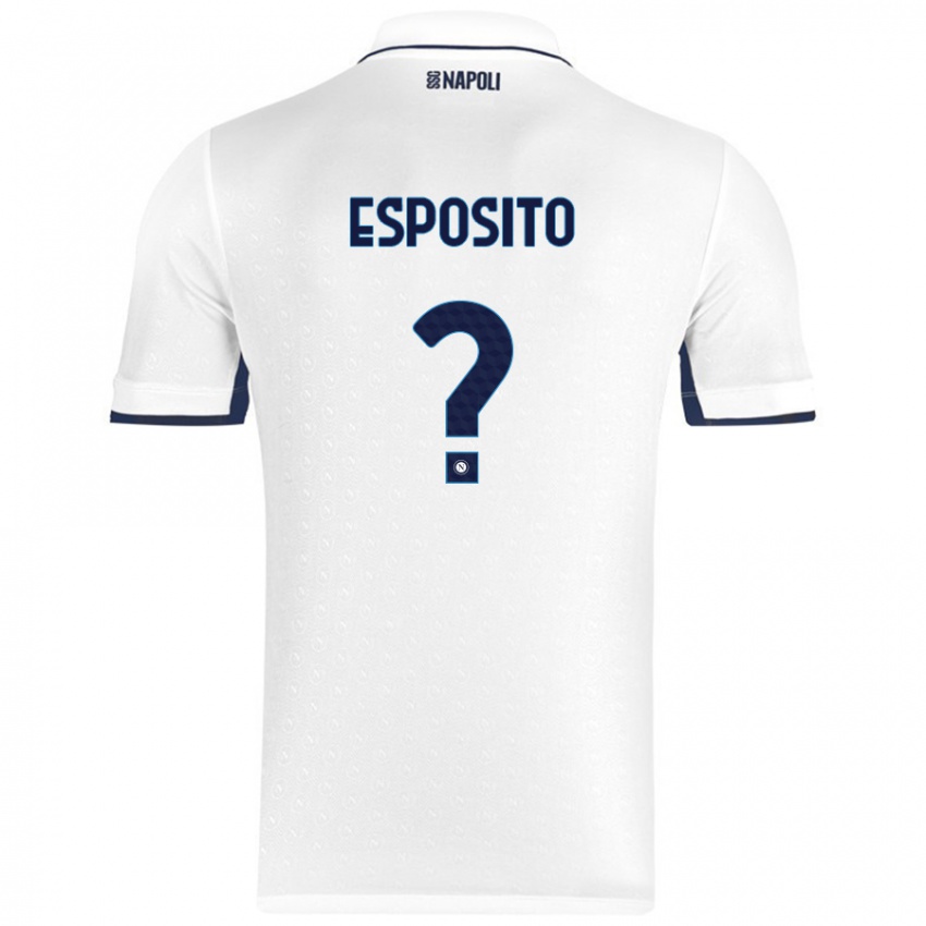 Niño Camiseta Mattia Esposito #0 Blanco Azul Real 2ª Equipación 2024/25 La Camisa Chile