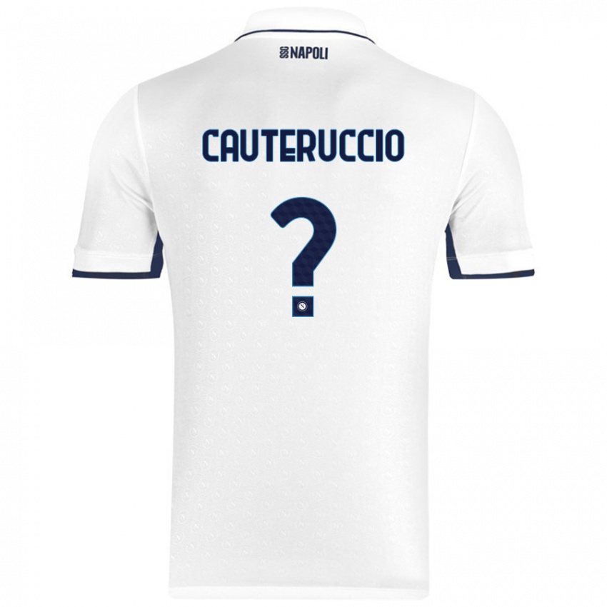 Niño Camiseta Walter Cauteruccio #0 Blanco Azul Real 2ª Equipación 2024/25 La Camisa Chile