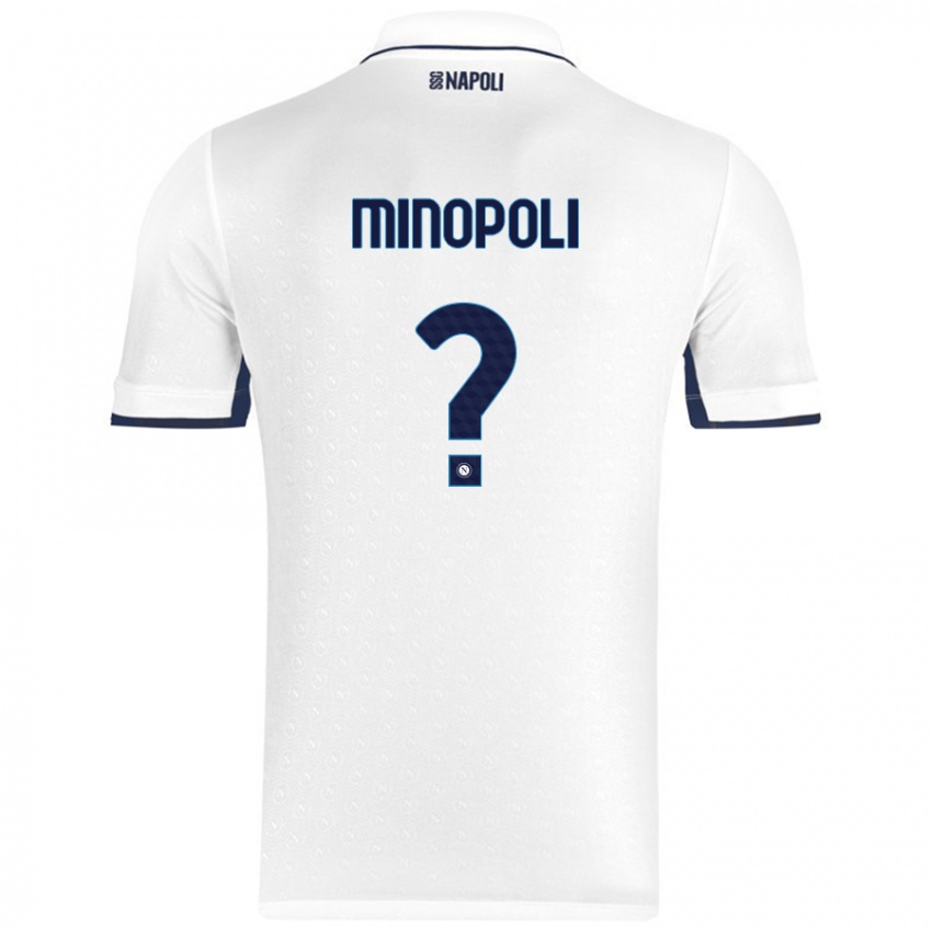 Niño Camiseta Francesco Minopoli #0 Blanco Azul Real 2ª Equipación 2024/25 La Camisa Chile