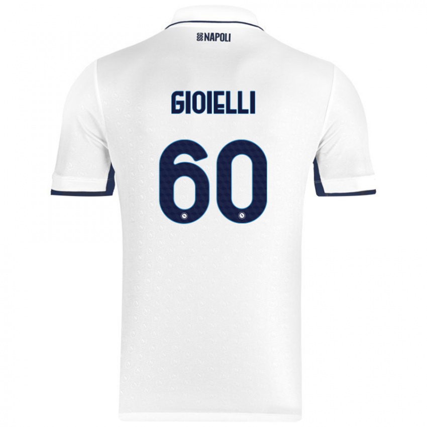 Niño Camiseta Francesco Gioielli #60 Blanco Azul Real 2ª Equipación 2024/25 La Camisa Chile