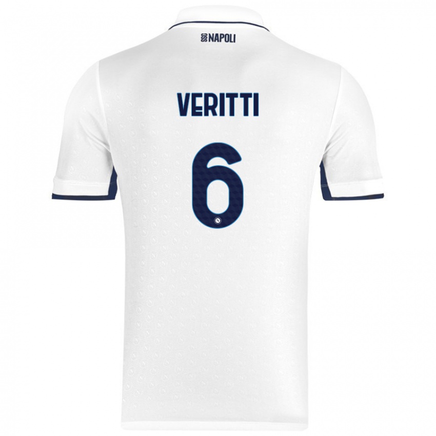 Niño Camiseta Federica Veritti #6 Blanco Azul Real 2ª Equipación 2024/25 La Camisa Chile