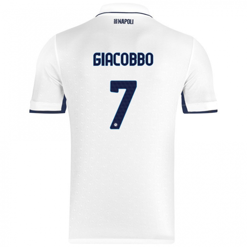 Niño Camiseta Giulia Giacobbo #7 Blanco Azul Real 2ª Equipación 2024/25 La Camisa Chile