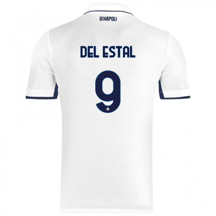 Niño Camiseta Eli Del Estal #9 Blanco Azul Real 2ª Equipación 2024/25 La Camisa Chile