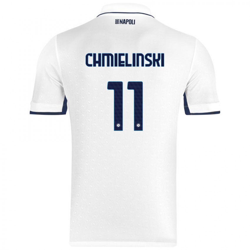 Niño Camiseta Gina Chmielinski #11 Blanco Azul Real 2ª Equipación 2024/25 La Camisa Chile