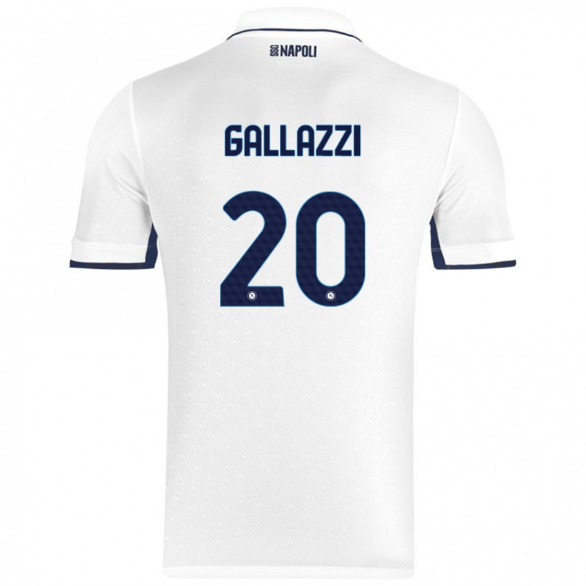 Niño Camiseta Valentina Gallazzi #20 Blanco Azul Real 2ª Equipación 2024/25 La Camisa Chile