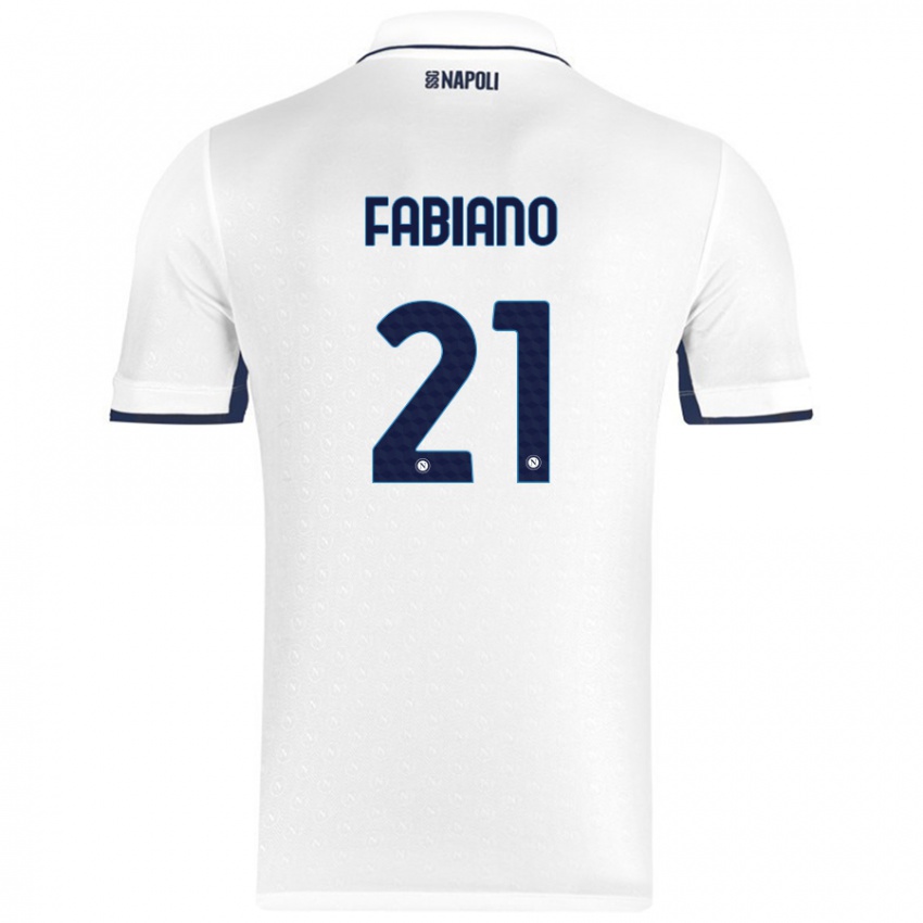 Niño Camiseta Francesca Fabiano #21 Blanco Azul Real 2ª Equipación 2024/25 La Camisa Chile