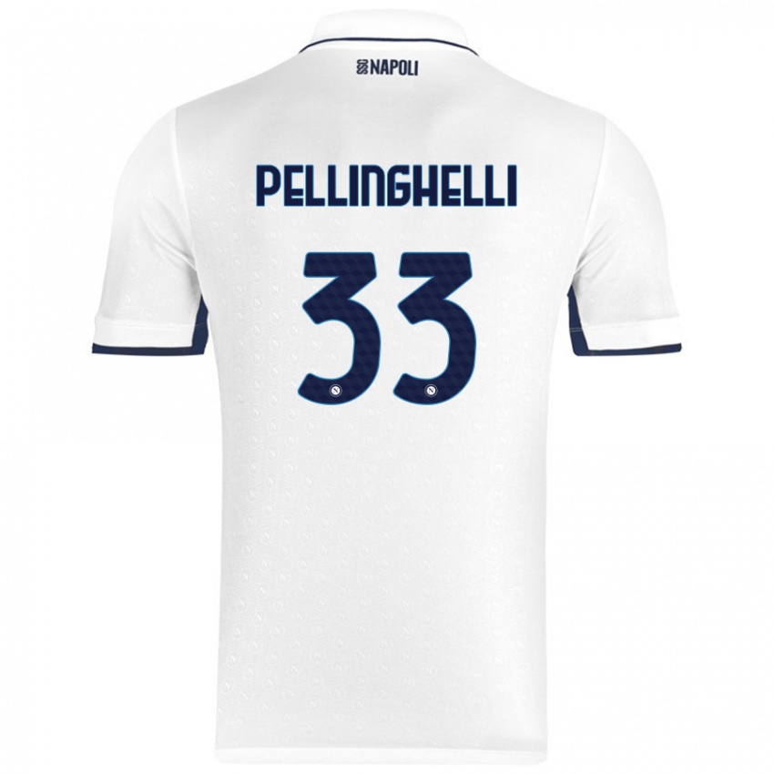 Niño Camiseta Alice Pellinghelli #33 Blanco Azul Real 2ª Equipación 2024/25 La Camisa Chile