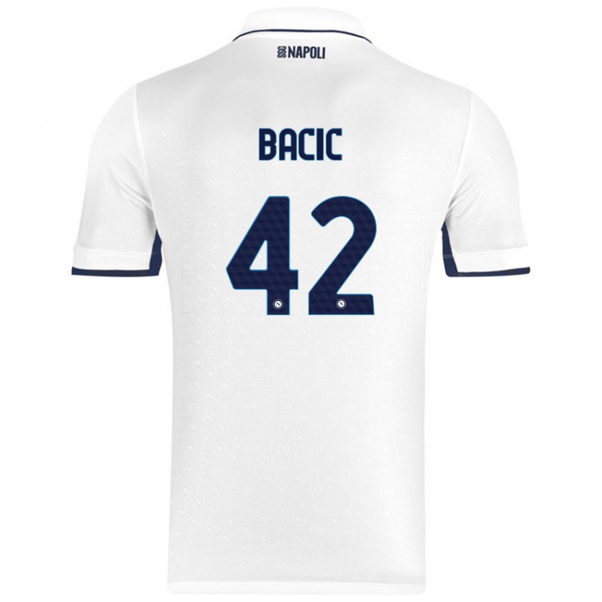 Niño Camiseta Doris Bačić #42 Blanco Azul Real 2ª Equipación 2024/25 La Camisa Chile