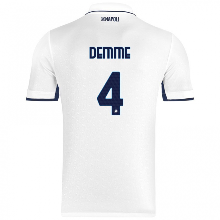 Niño Camiseta Diego Demme #4 Blanco Azul Real 2ª Equipación 2024/25 La Camisa Chile