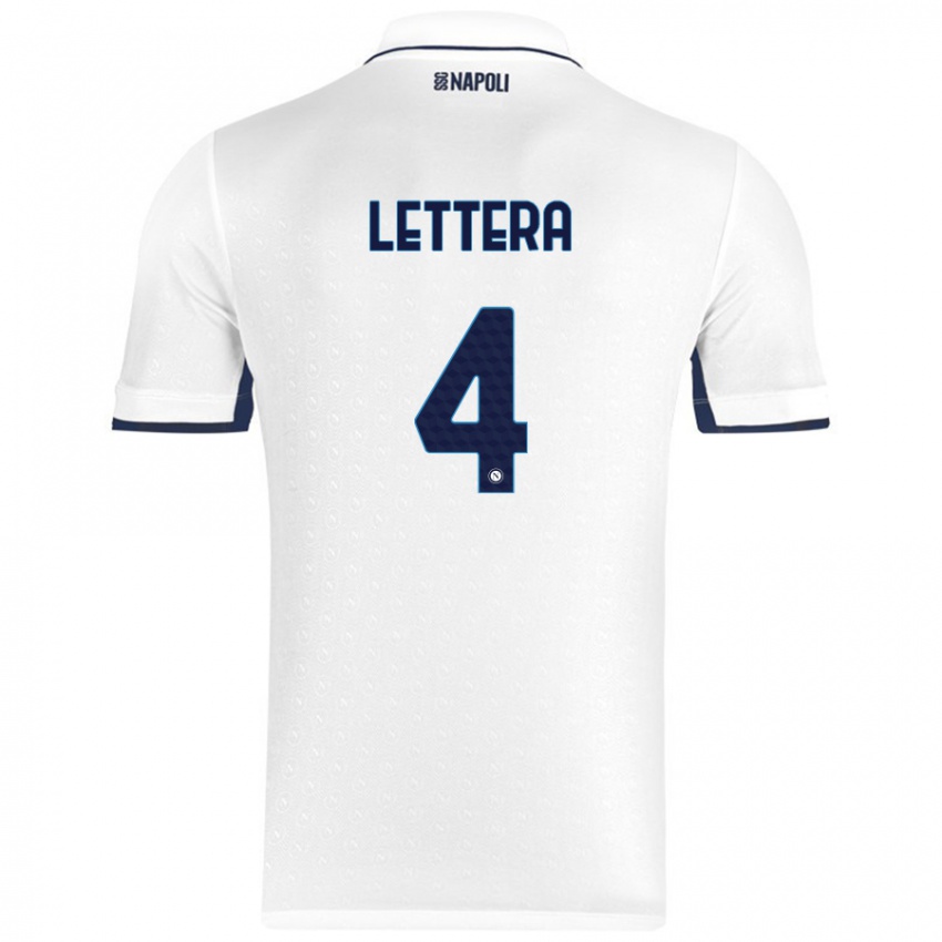 Niño Camiseta Alessio Lettera #4 Blanco Azul Real 2ª Equipación 2024/25 La Camisa Chile