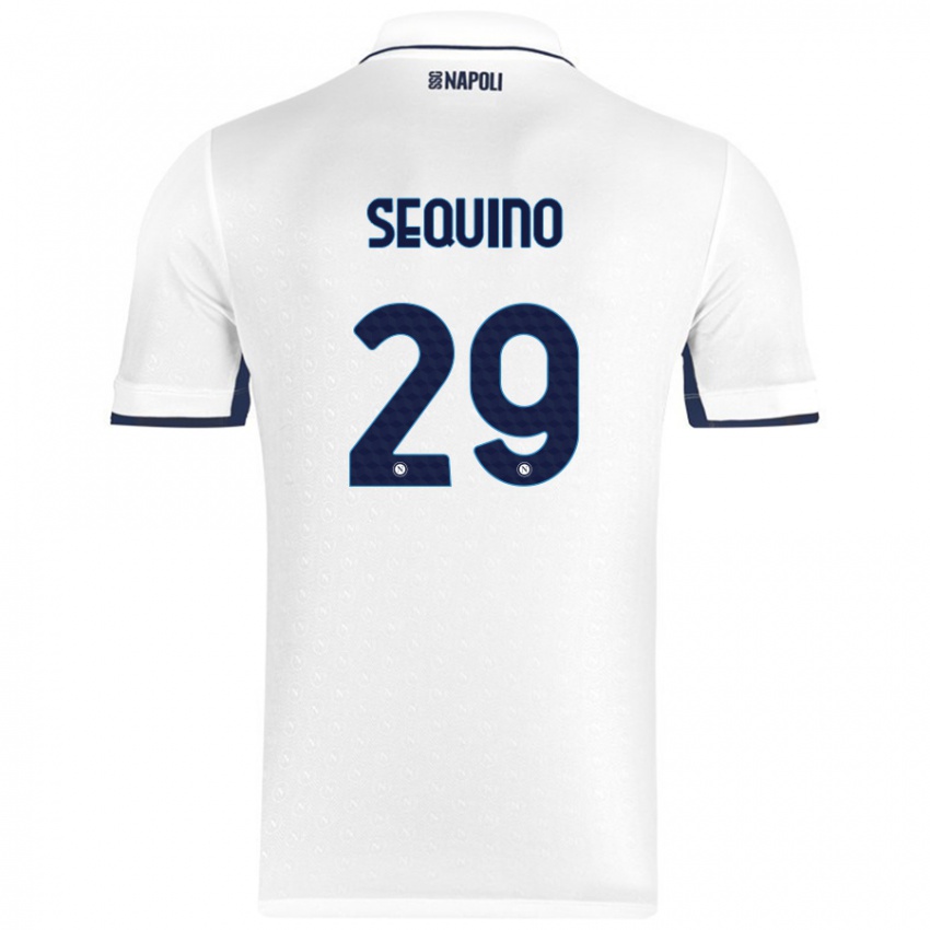 Niño Camiseta Giovanni Sequino #29 Blanco Azul Real 2ª Equipación 2024/25 La Camisa Chile