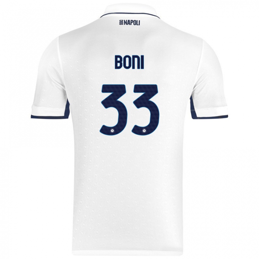 Niño Camiseta Landry Boni #33 Blanco Azul Real 2ª Equipación 2024/25 La Camisa Chile