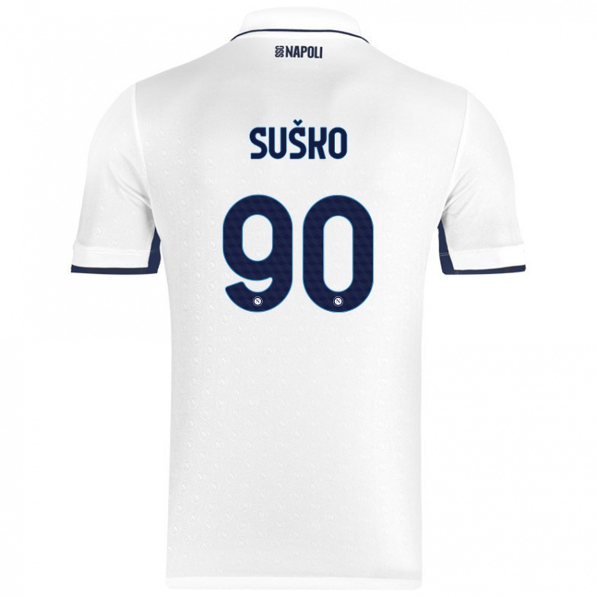 Niño Camiseta Daniel Suško #90 Blanco Azul Real 2ª Equipación 2024/25 La Camisa Chile