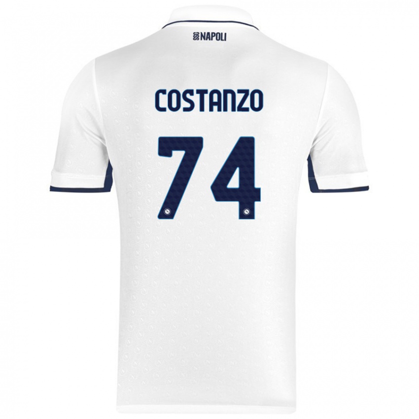 Niño Camiseta Davide Costanzo #74 Blanco Azul Real 2ª Equipación 2024/25 La Camisa Chile