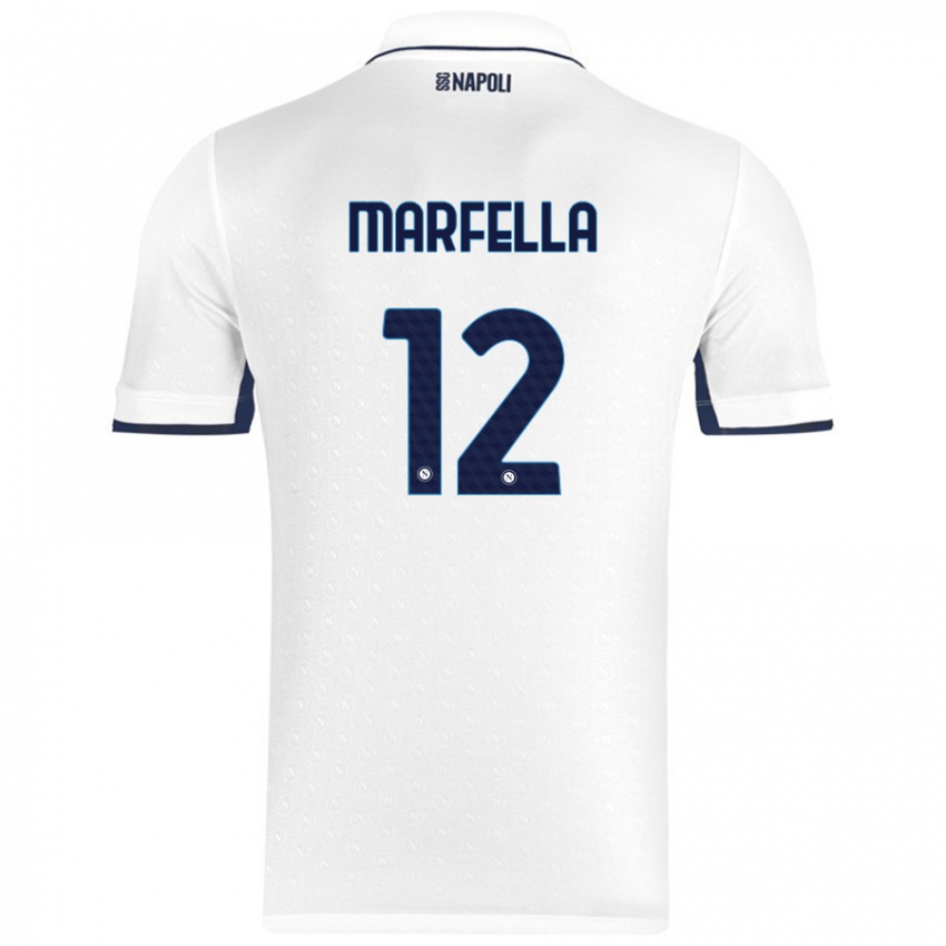 Niño Camiseta Davide Marfella #12 Blanco Azul Real 2ª Equipación 2024/25 La Camisa Chile