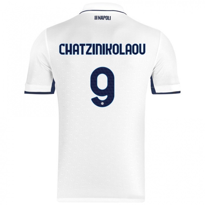 Niño Camiseta Despoina Chatzinikolaou #9 Blanco Azul Real 2ª Equipación 2024/25 La Camisa Chile