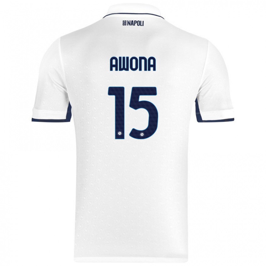 Niño Camiseta Aurelle Awona #15 Blanco Azul Real 2ª Equipación 2024/25 La Camisa Chile