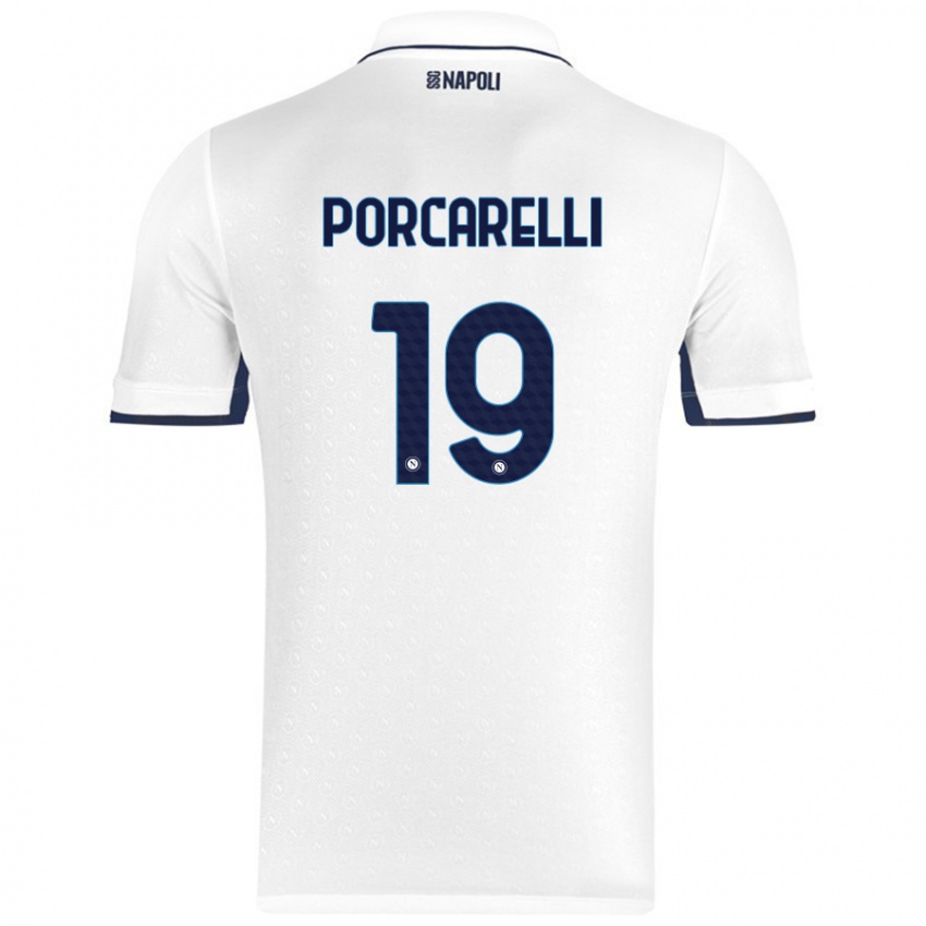 Niño Camiseta Maddelena Porcarelli #19 Blanco Azul Real 2ª Equipación 2024/25 La Camisa Chile