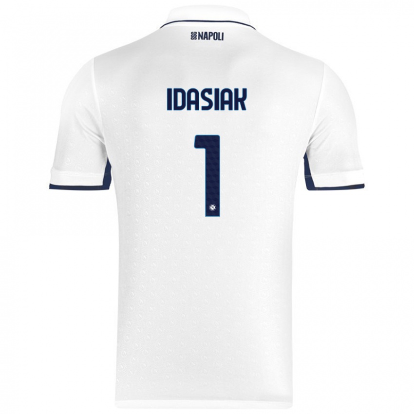 Niño Camiseta Hubert Dawid Idasiak #1 Blanco Azul Real 2ª Equipación 2024/25 La Camisa Chile