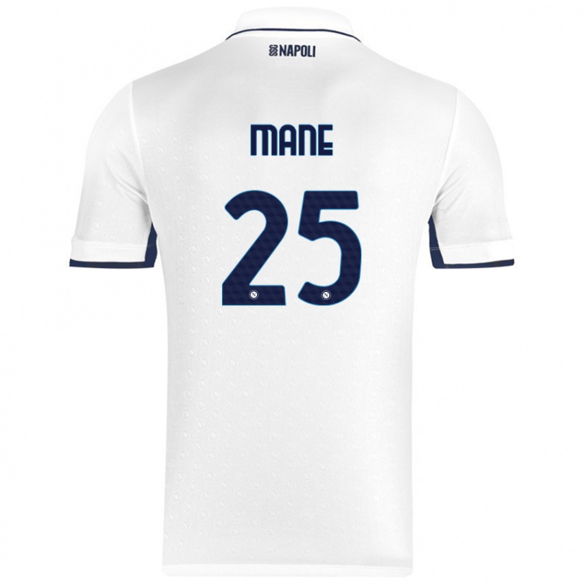 Niño Camiseta Balla Mousa Mane #25 Blanco Azul Real 2ª Equipación 2024/25 La Camisa Chile